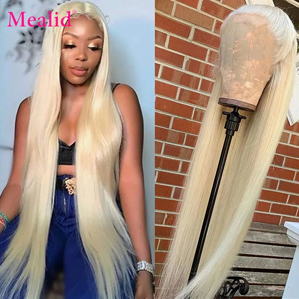 

13x4 Glueless 613 Blonde Lace Front Human Hair Wigs Remy Brazilian Straight Lace Frontal Wig With Baby Hair 150% Density 38 inch