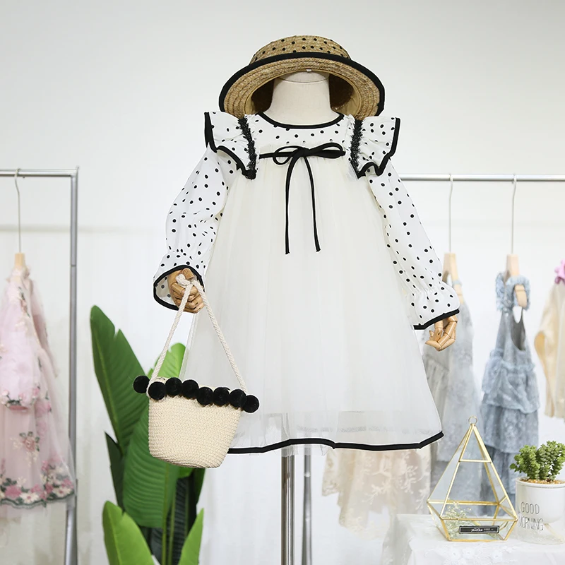 Платье для девочек Элегантные Осенние рождественские белые платья детей одежда 4