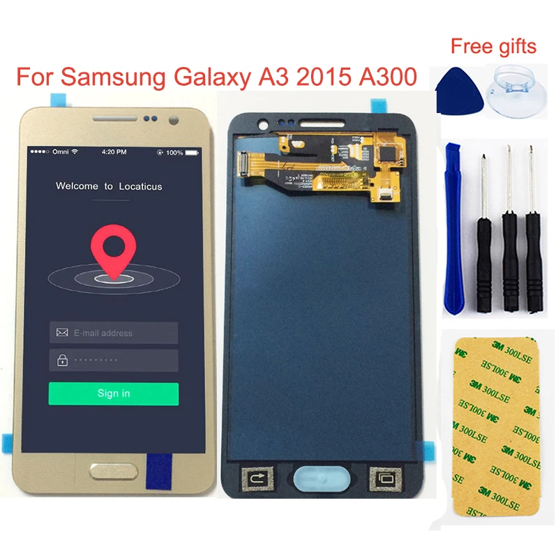 Регулируемая яркость для Samsung Galaxy A3 2015 A300F A300H A300M A300X A300FN A300FU ЖК дисплей панель +