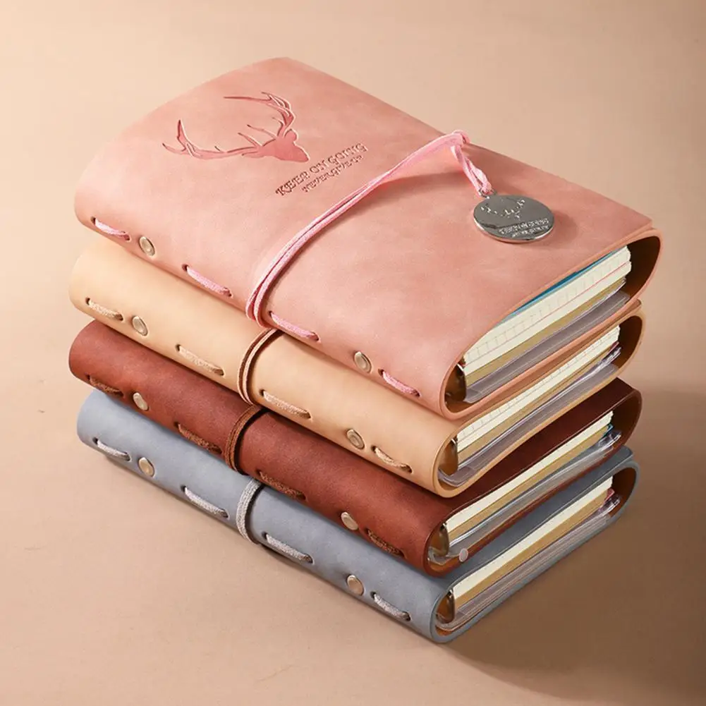 

A6 2021 Notebook Elk Print Cover No Ink Bleeding Detachable Spiral Elk Planner Organizer Diary Student Bandage Notebook