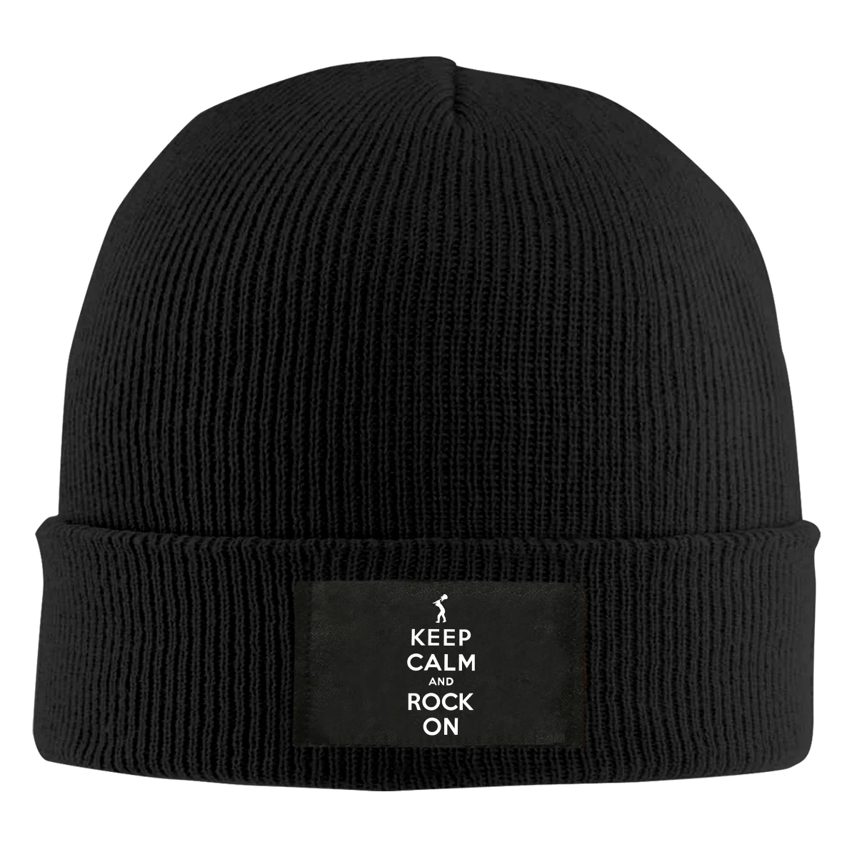 

Зимняя Трикотажная Шапочка с рисунком в виде надписи Keep Calm And Rock On Beanie