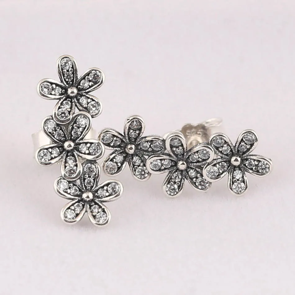 

Dazzling Daisy Clusters Studs Earring Fine Jewelry S925 Earring with Crystal for Women Lady Jewelry
