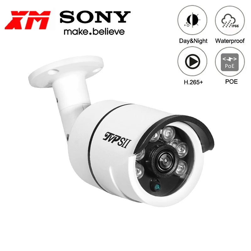 6 шт. массив светодиодов водонепроницаемый IP66 Металл 8MP 5MP 4MP 3MP 1080P Auido H.265 + 25Fps ONVIF