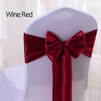 satin burgundy bow chair band wedding banquet chair sashes for hotel party decoration multi color 16275cm 25pcslot