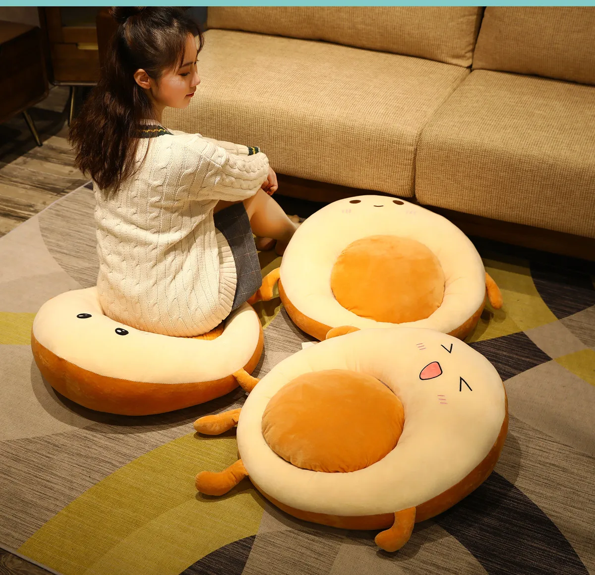 

Hot Nice 1pc 60cm Cute Bread plush Seat Cushion Stuffed Bread Chair Cushion for Kids Girl School Office Cushion