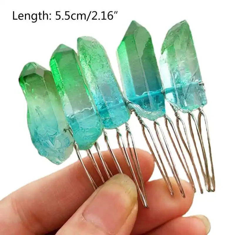 

rainbow colored hair comb crystal hairpin clip 649c