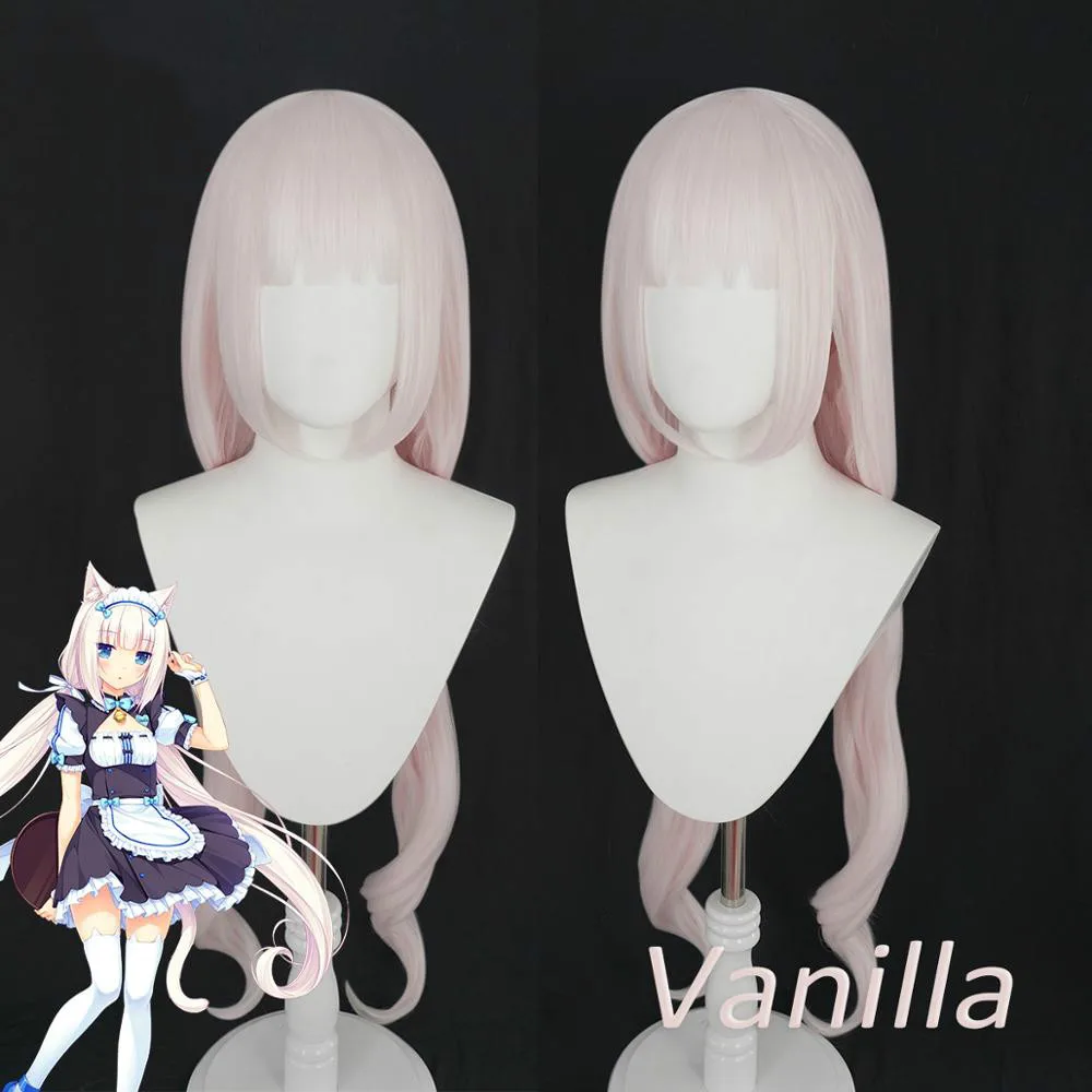 Женский парик для косплея из аниме некопара розовый термостойкий синтетический