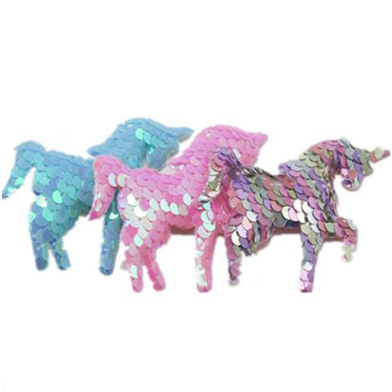 

10 шт./лот 9*7 см Kawaii блестки Единорог патчи Красочные DIY детские головные уборы ручной работы ювелирные изделия блестки аксессуары