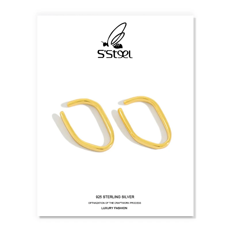 

S'STEEL Earrings For Women Silver 925 Korean Clip On Earring Gold Earings Pendientes Plata De Ley 925 Mujer Wedding Fine Jewelry
