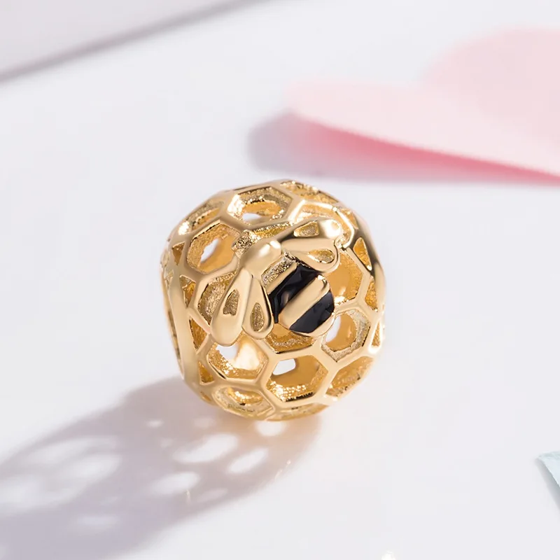 Бусины из серебра 925 пробы с черной эмалью и золотом |