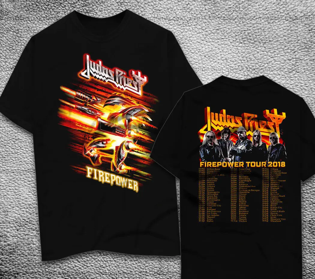

JUDAS PRIEST T-shirt FIREPOWER TOUR DATES 2018 T Shirt Size S - 3XL Printed T Shirt Men Cotton T-Shirt New Style