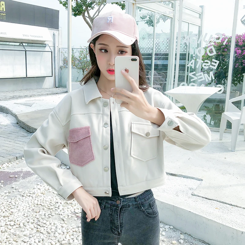 

New Elegant Fashion Women Spring Autumn short coat loose patchwork coat top