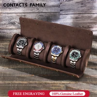 contacts family leather watch roll case watch holder travel organizer display handmade accessory portable jewelry round box gift