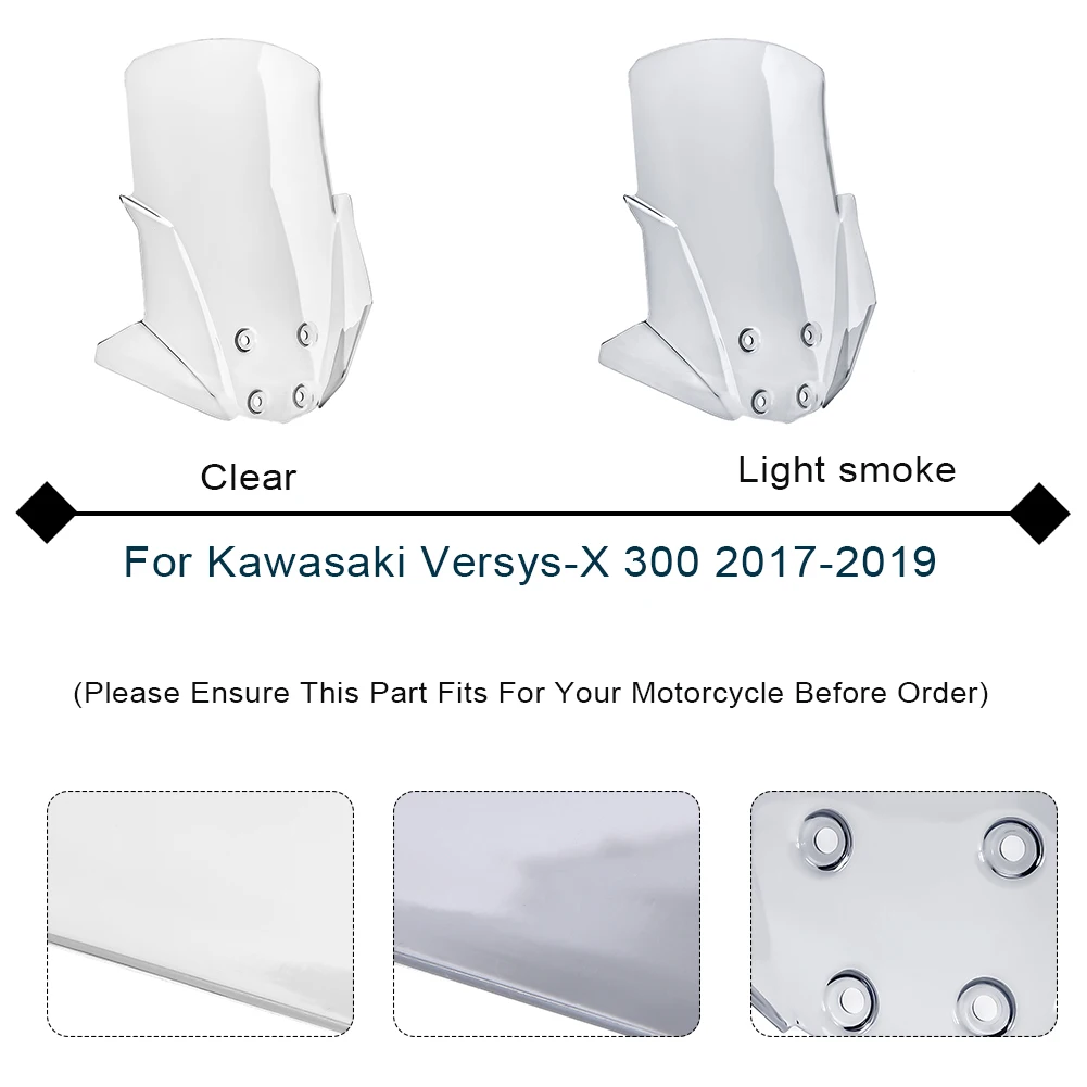 Ветровое стекло для Kawasaki Versys X 300 2017 2021 ветровое мотоцикла дымовые прозрачные