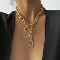 lacteo miami cuban chain big letter s a pendant necklace punk chunky thick chain charm necklace jewelry for women accessories