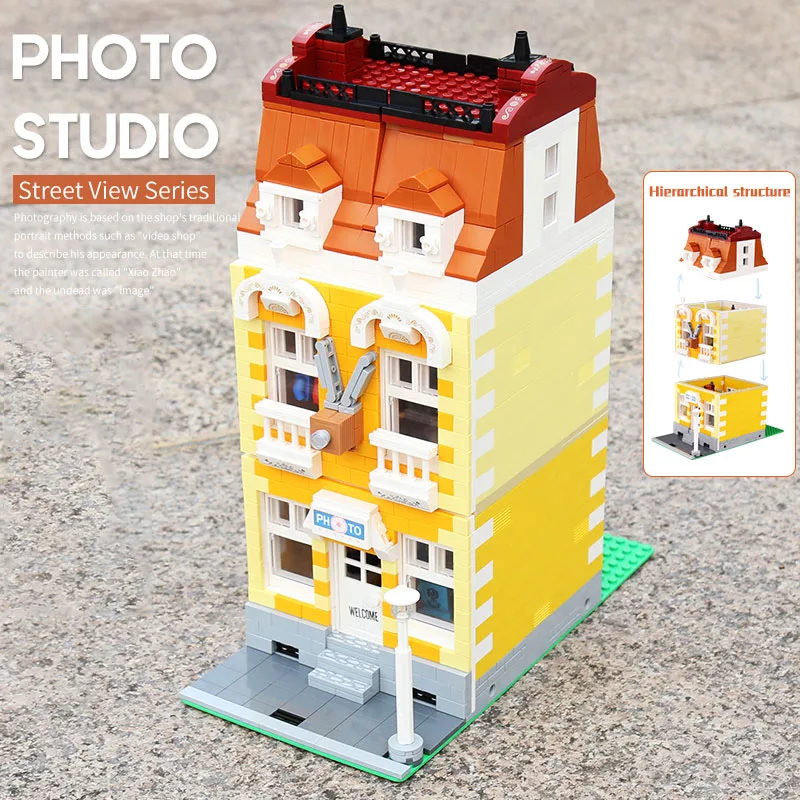 

New 1773PCS Streetview Building model Blocks The MOC Vintage Photography Floor Model Bricks Kids DIY Toys Christmas Gifts