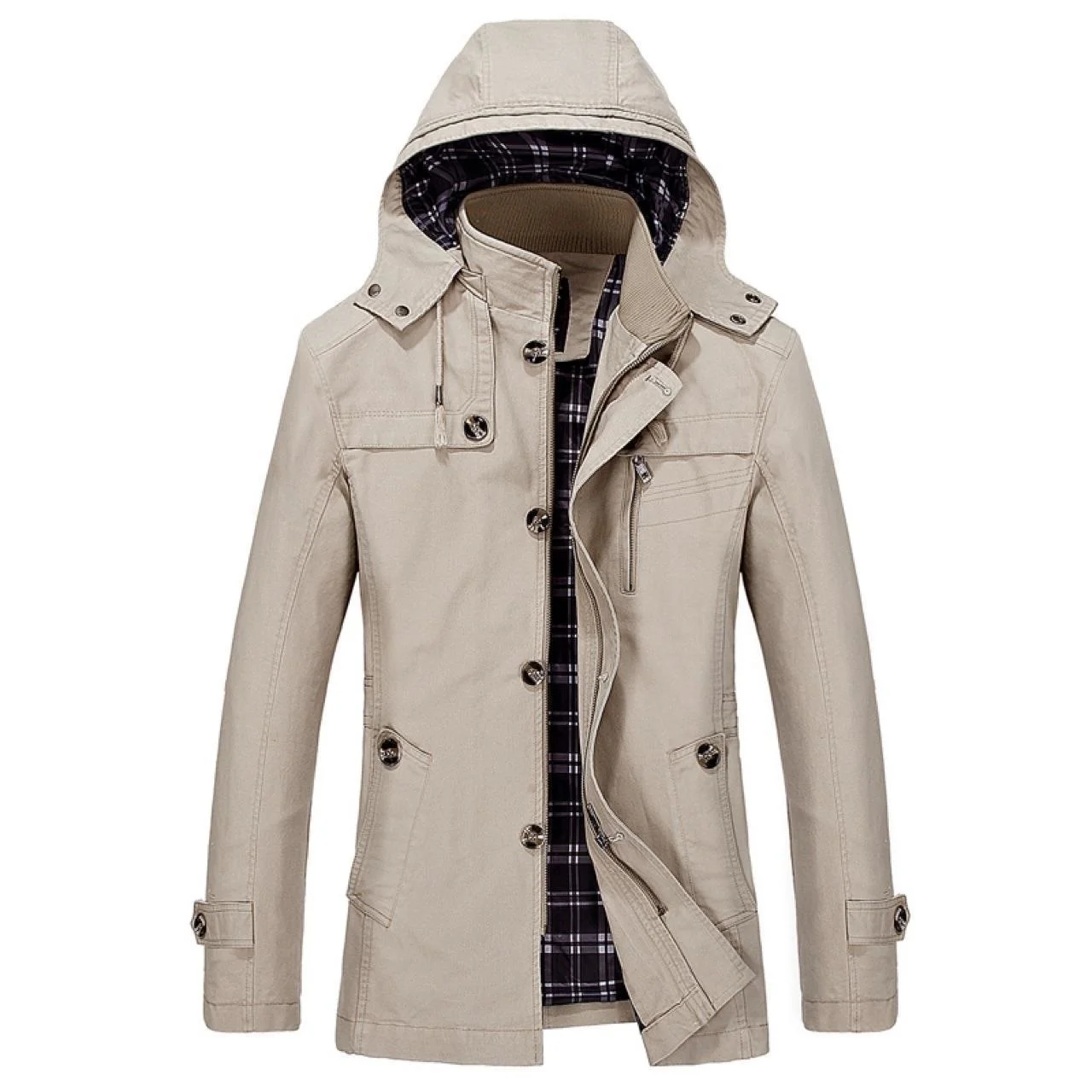 

Washed medium and long jacket coat large spring and autumn windbreaker pure cotton men's new casual goods