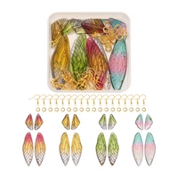 a set handmade fairy resin butterfly wing charm pendant earrings kits with jump ringsearring hooks for women diy jewelry making
