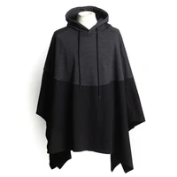 dimi mens jacket hoodie poncho jumper cloak cape handmade black coat outwear stitching casual hooded tops