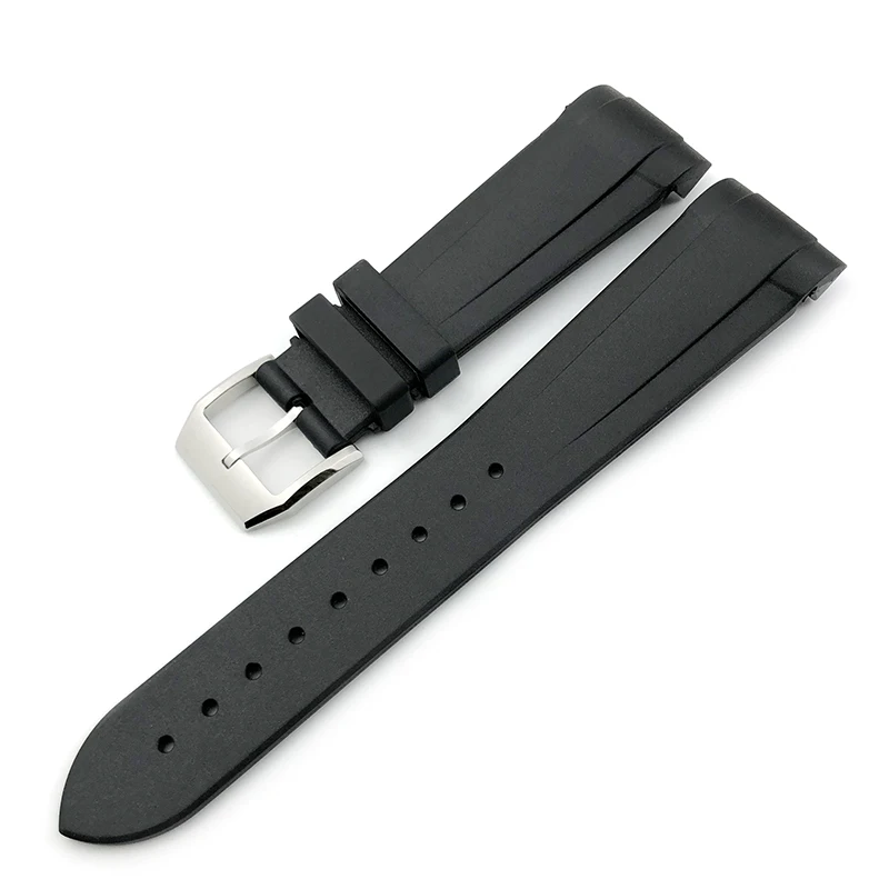 22mm 20mm Natural Rubber Silione watch band for Tudor Black Bay GMT 1958 Curved End Folding buckle Black Blue Red Wrist Strap