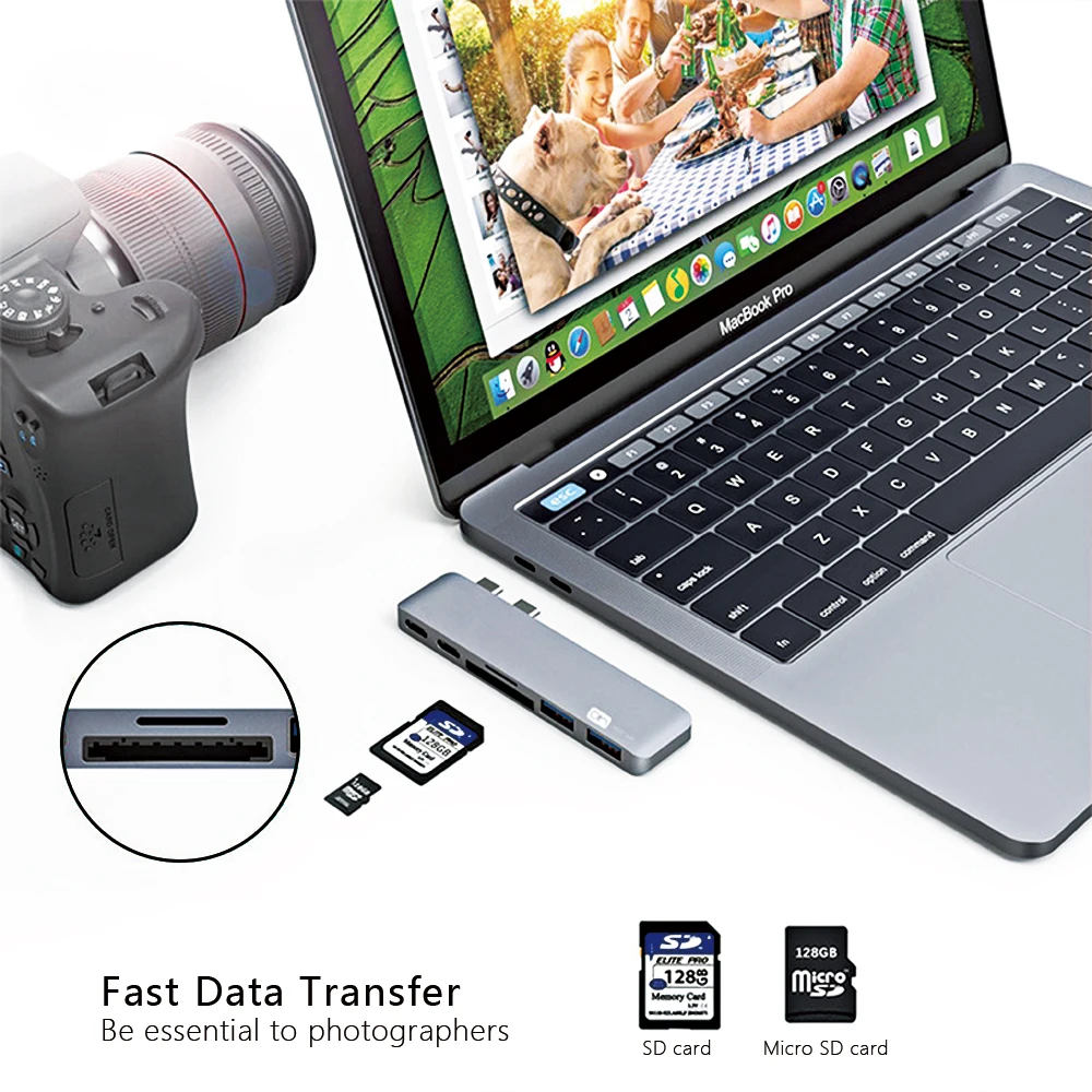 USB C концентратор с SD кардридером алюминиевый зарядный порт 3 0 конвертер для