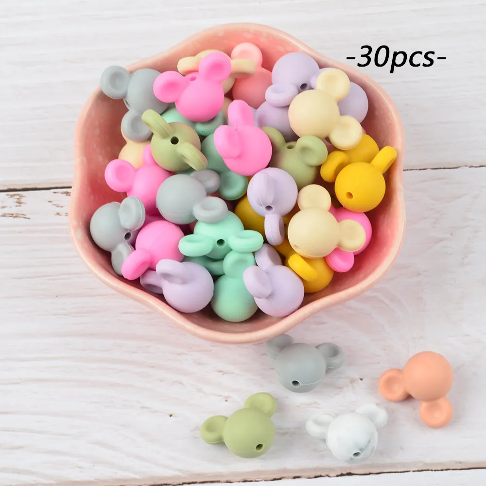 mix or choose LOFCA 30 шт Микки силиконовые бусины BPA бесплатно мультфильм детские игрушки для прорезывания зубов пищевой силикон для кормления ожерелье для изготовления соски цепь - Цвет: mix or choose