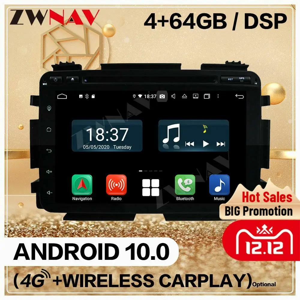 

128 ГБ 2 Din для Honda HRV VEZEL 2015 2016 2017 2018 2019 2020 Android 10 Автомобильный плеер аудио радио GPS Navi головное устройство авто стерео