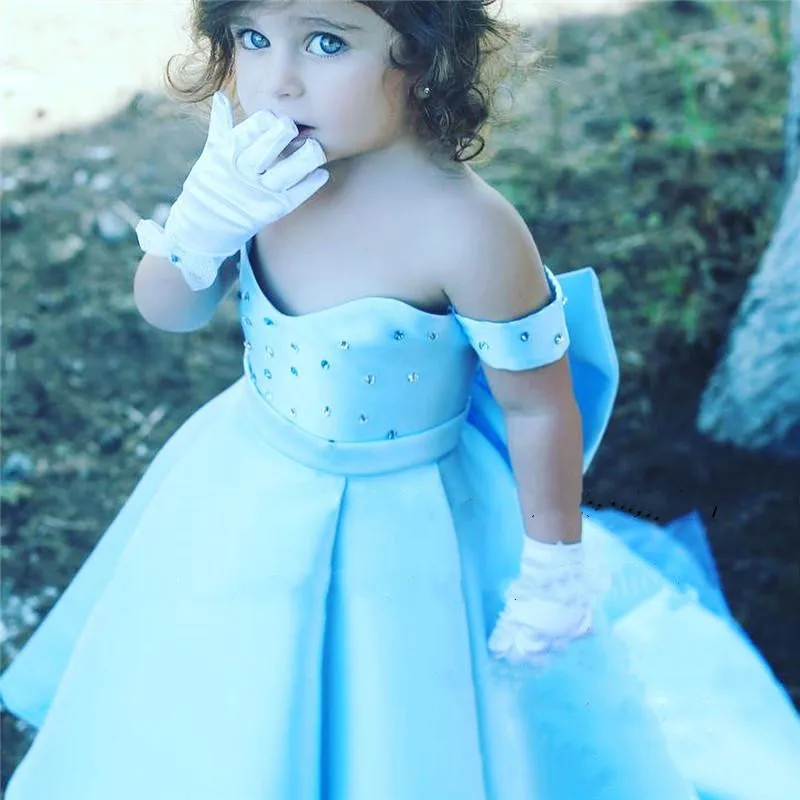 Высокий Низкий светильник синие нарядные платья для девочек с бантом размера