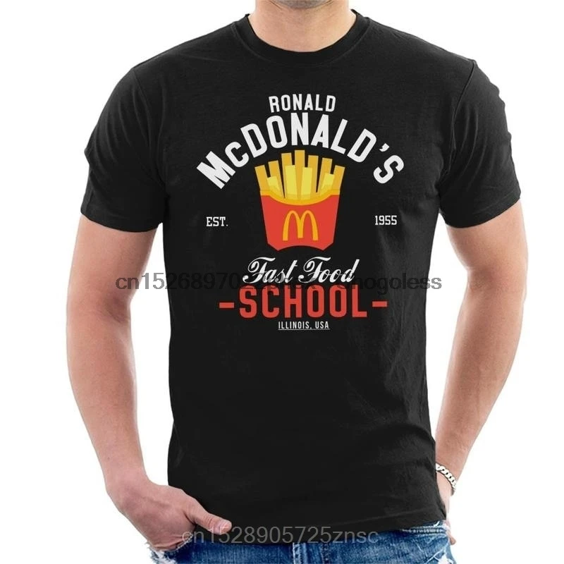 Мужская футболка с принтом Ronald McDonalds школьная для фаст фуда|Мужские футболки| |