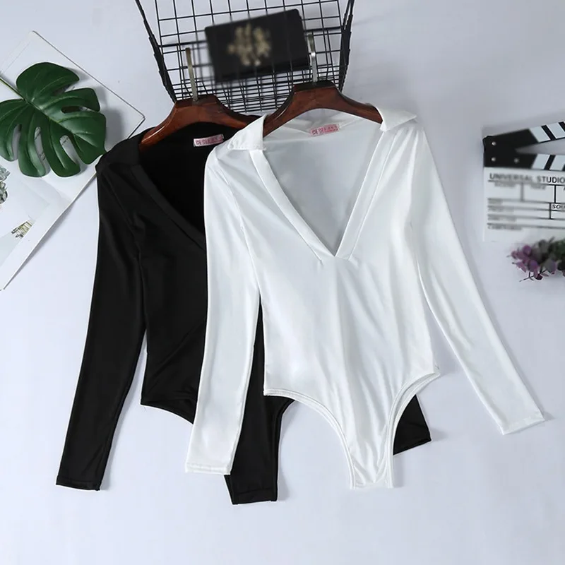 

Long Sleeve Women Bodysuit Tops Bodycon Leotard Top Sexy Stretchy