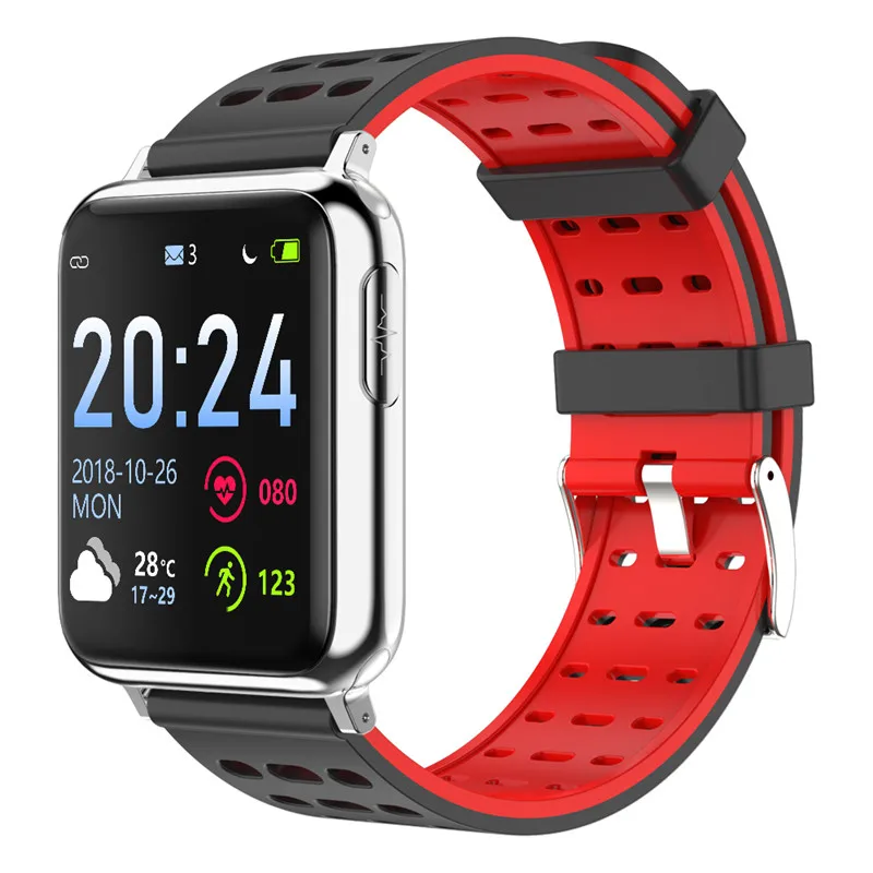 silver red Спортивные Смарт-часы Для мужчин ECG+ PCG сердечного ритма крови-Давление Смарт-часы с мониторингом IP67 водонепроницаемый для xiaomi IPone X HUAWEI телефон - Цвет: silver red
