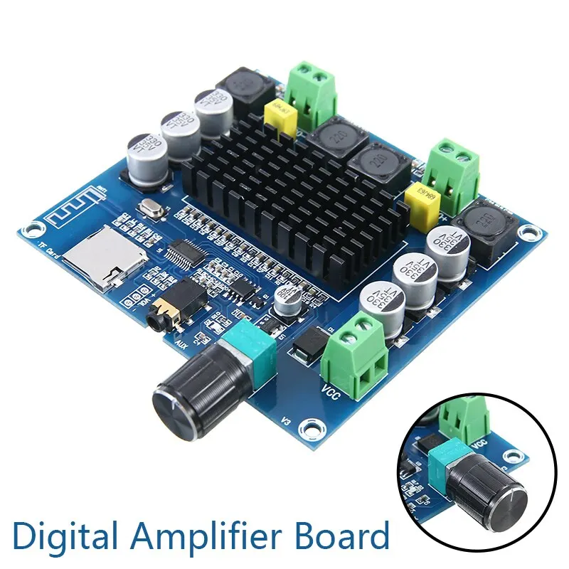 

TDA7498 100w*2 Digital Amplifier Board Dual Stereo Audio Support Bluetooth-compatible TF Card AUX Sound Card Amplificador Module