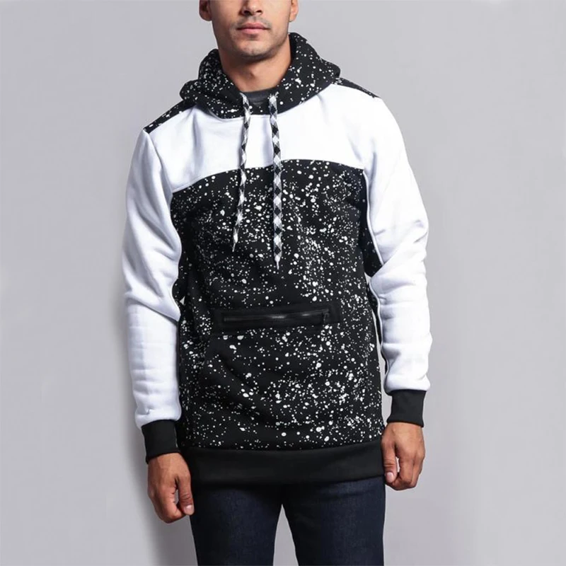 

Autumn Winter New Fashion Hoodies Sweatshirts Patchwork Printed Long Sleeve Pocket Pullover Tops Casual Men Harajuku Streetwear
