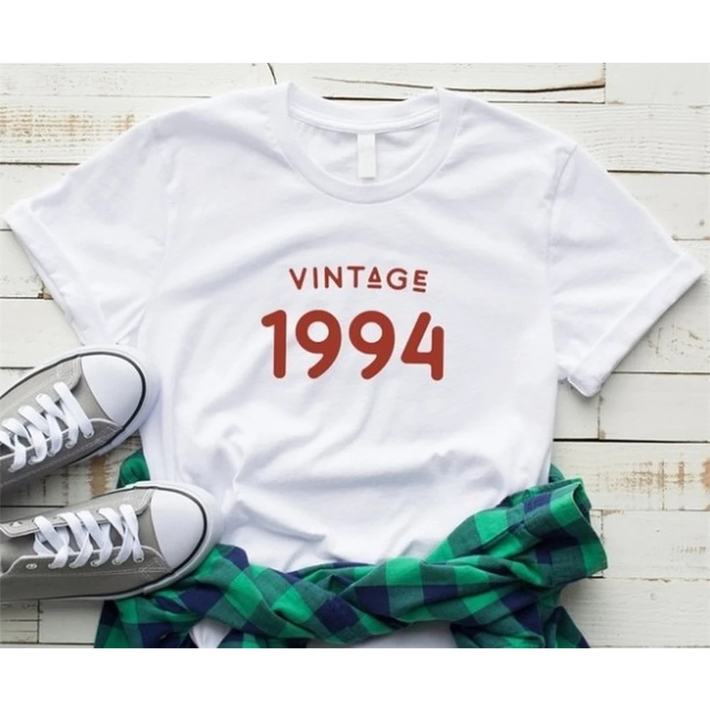 

VINTAGE 1994 Letter Print T Shirt Women Short Sleeve O Neck Tshirt Summer Women Tee Shirt Tops 6ZQI