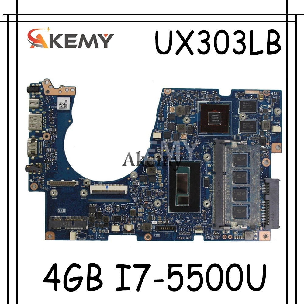 

Akemy UX303LB материнская плата для ноутбука For Asus UX303LB UX303LN UX303LA UX303L тест оригинальная материнская плата 4G RAM I7-5500U GT840M