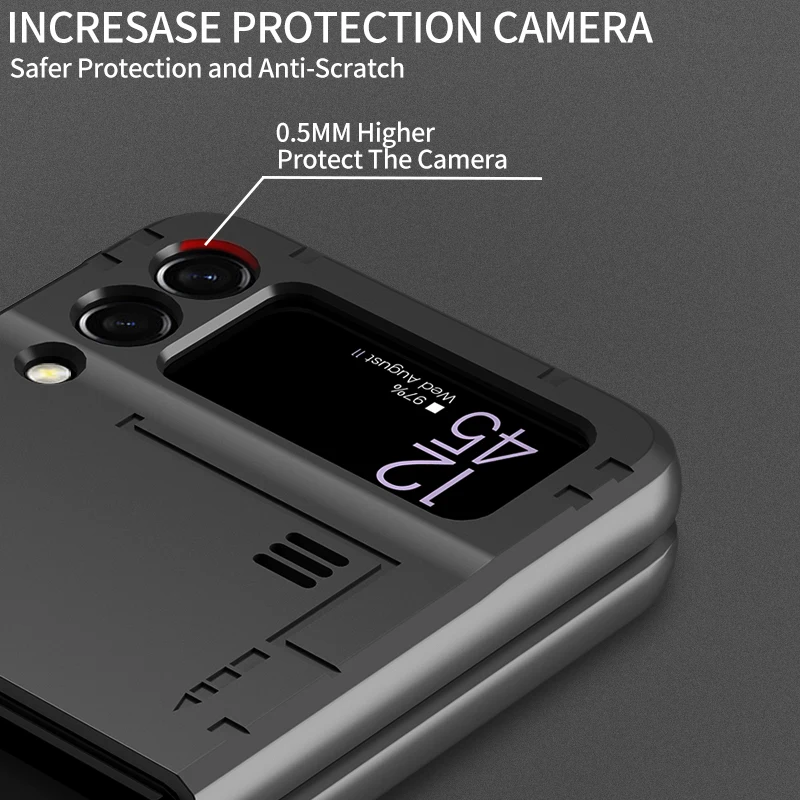 anti slip kickstand armor back cover case for samsung galaxy z flip3 5g flip 3 drop protection phone bag funda free global shipping