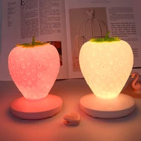 dimmable led night light touch silicone strawberry nightlight usb bedside lamp for baby children kids gift bedroom decoration