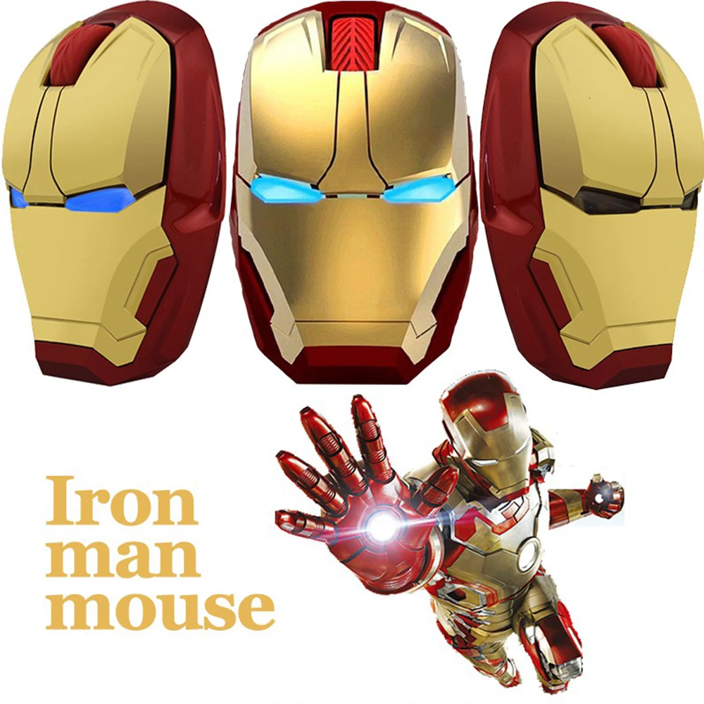 CHYI iron man Беспроводная Бесшумная компьютерная мышь 2,4 ГГц эргономичный оптический геймер Mause с ковриком для мыши для ноутбука Marvel Lover