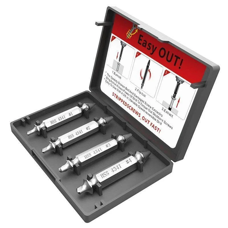 

4 in 1 Spiral Extractor Kit Hex Shank Screw Remover 1/4''Hex Shank Screw Remover(1 Set)
