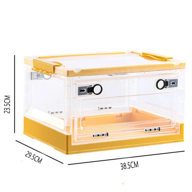 

Plastic Folding Storage Container Stack Foldable Organizer Box Container Sundries Storage Box of Side Door Opening