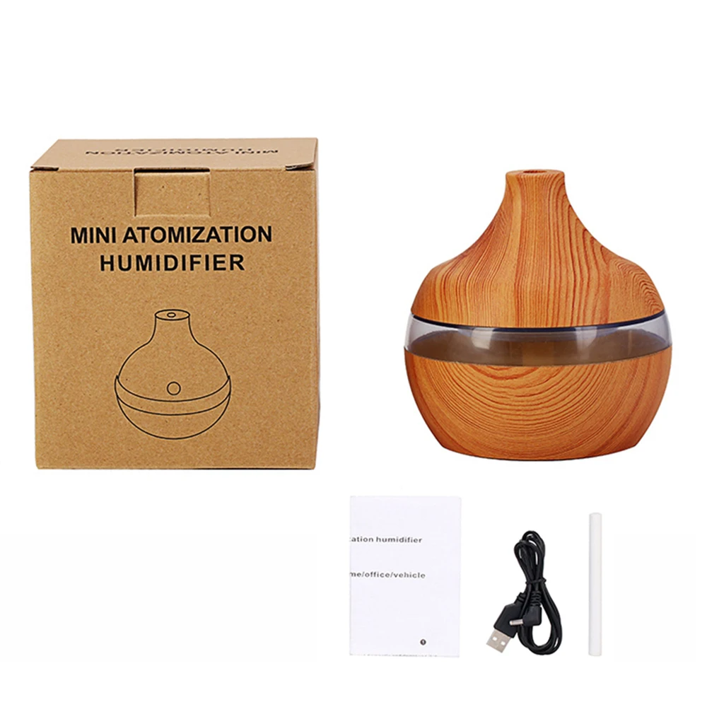 

Aroma Mist Nebulizer 7 Color Light AC Setting Cool Mist Aroma Diffuser 300ML Wood Essential Oil Diffuser Aromatherapy Humidifier