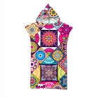 Пляжное полотенце с капюшоном и принтом мандалы из микрофибры, быстросохнущее пончо для плаща и банного халата для взрослых