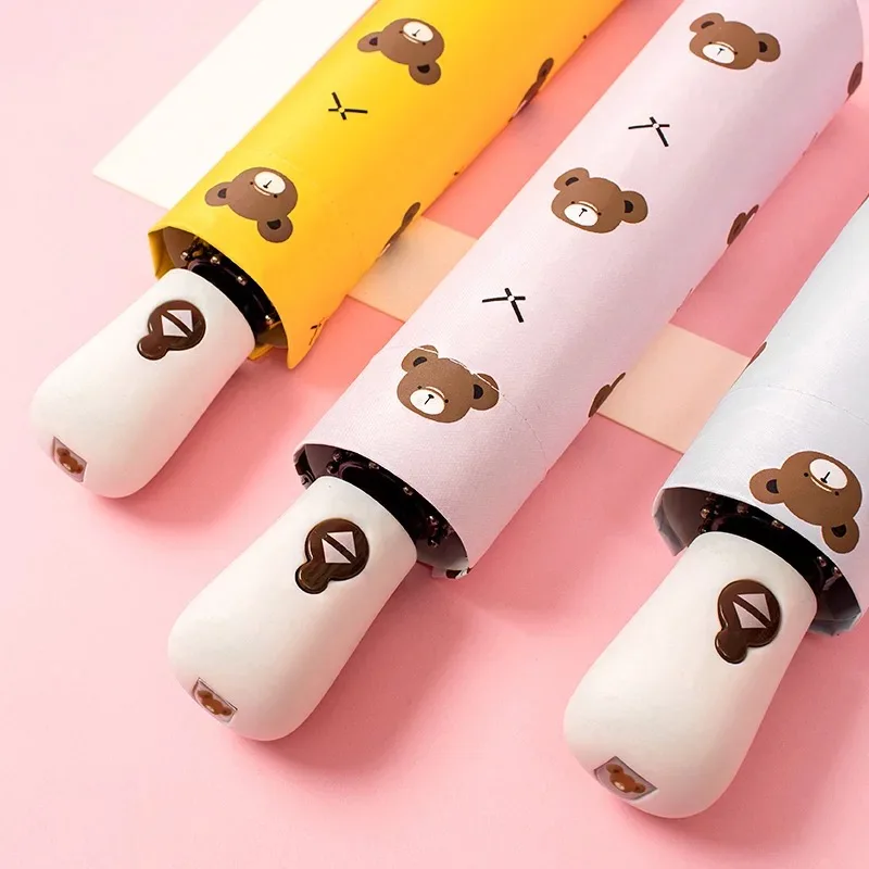 Милый прозрачный зонт с медвежонком защитой от ультрафиолета для студенток