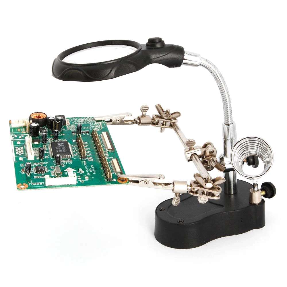

New 3 in 1 Welding Magnifying Glass Auxiliary Clip Magnifier Soldering Solder Iron Stand Holder Station Rework Repair Tool