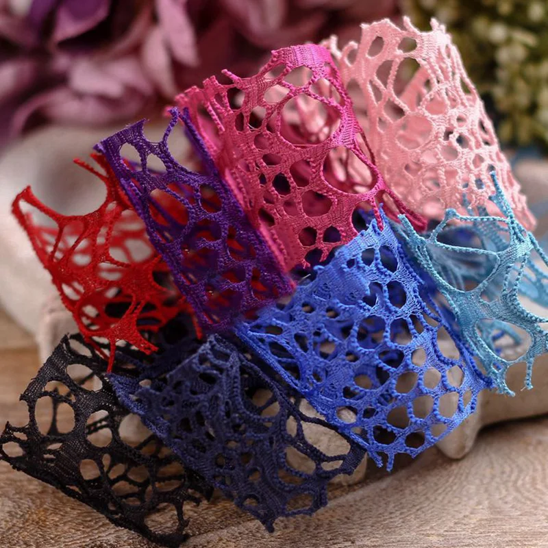 

5 yards 4 cm Cotton Hole Mesh Ribbon for Diy Bow Hair Accessories Gift Box Packaging Clothing Sewing Material