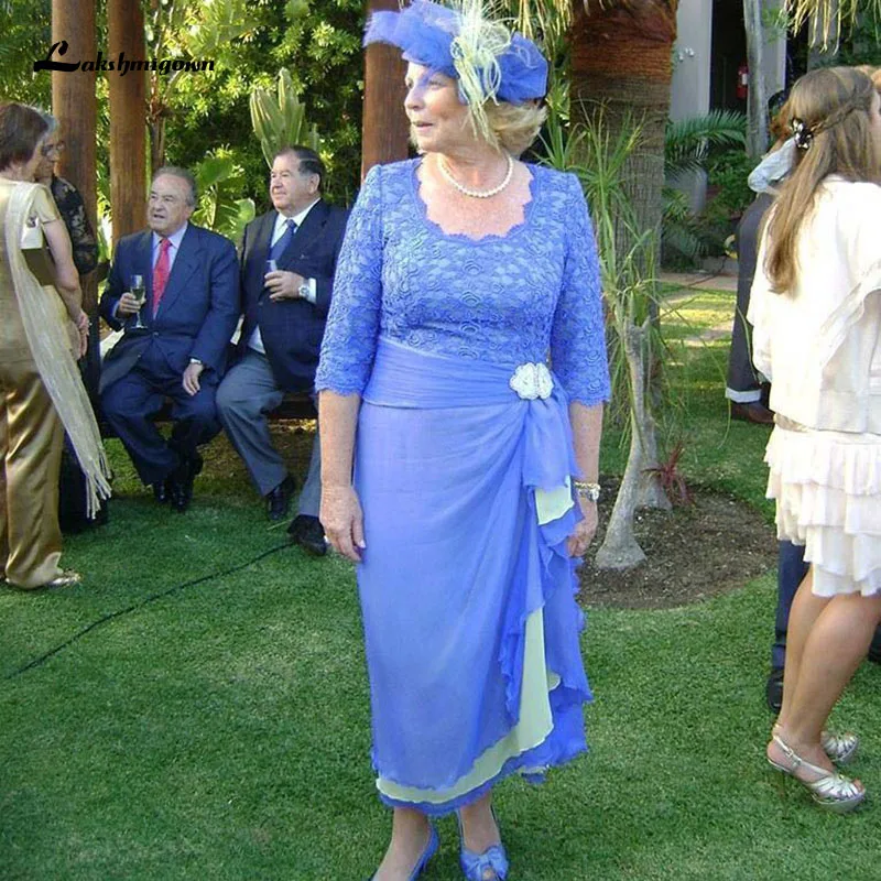 

Платье-футляр для матери невесты, свадебное женское шифоновое кружевное Цветочное платье длиной до щиколотки с рукавом три четверти, платье для свадебной вечеринки