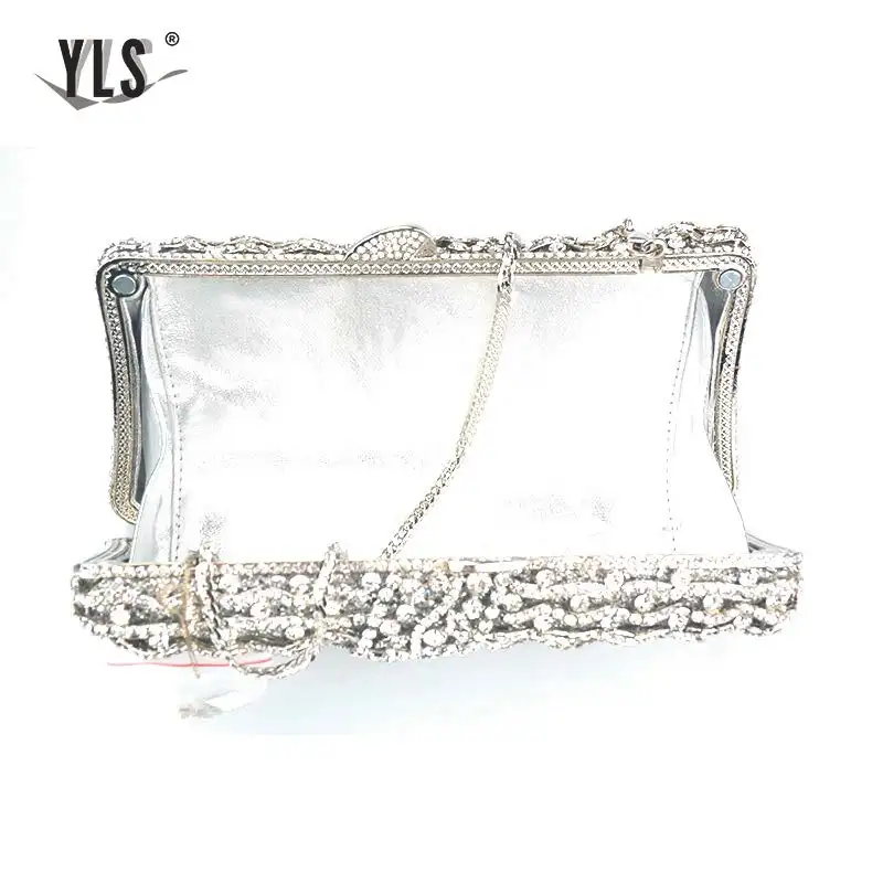 Women Silver Diamond Bag Crystal Clutch Fashion Evening Party Purse Bridal Flower Rhinestones Handbag Ladies Torebki Damskie | Багаж и