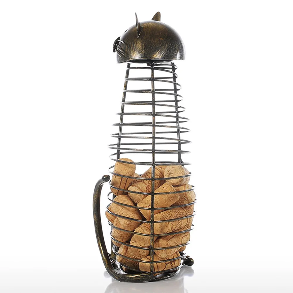Cat Shaped Practical Wine Cork Container Holder Bar Accessories Craft Kitchen Barware Modern Iron Structure Ornament Handicraft |