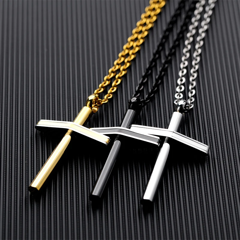 Классическое простое ожерелье с подвеской-крестом мужские аксессуары из