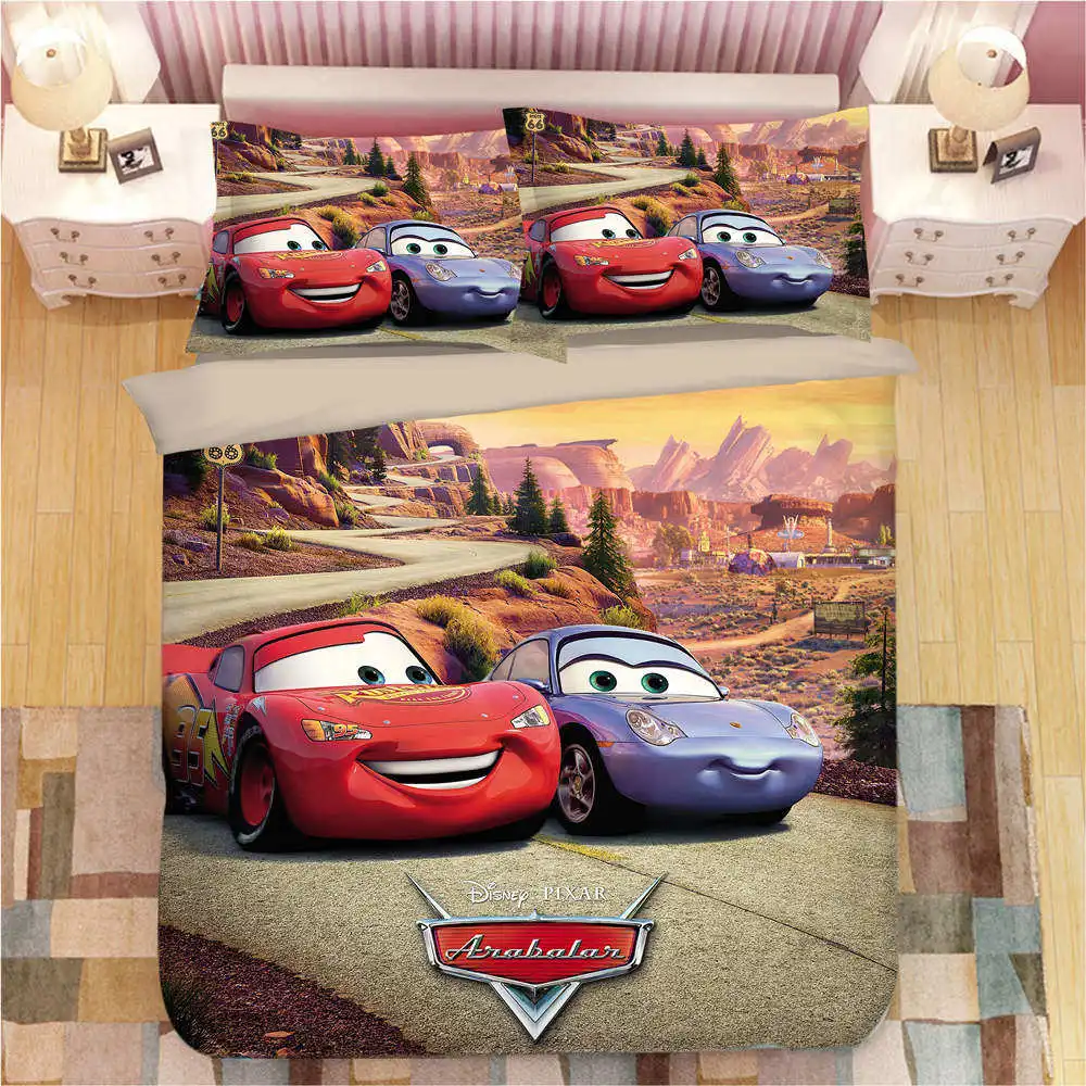 Disney Bedding 4 3D Постельные принадлежности двойной размер одеяло пододеяльники набор Дисней Mc queen принт автомобиля постельное белье королева покрывала дети детская спальня 3 шт. Лидер продаж - Цвет: Disney Bedding 4
